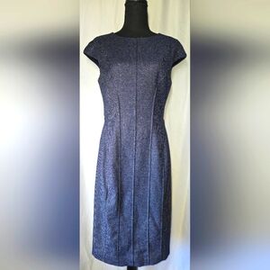 💙LELA ROSE Navy Shimmer Cap Sleeve Dress, Size 8